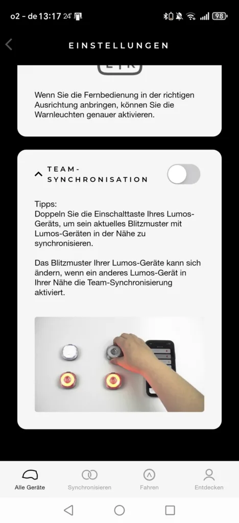 Lumos App - Einstellungen 4