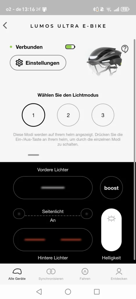 Lumos App - Startseite Helm